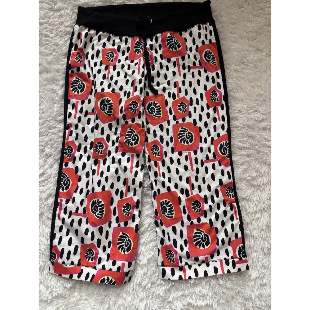 Nilla Shields Women’s Sz. L Funky Red & Blk Crop Pants. Washed Once. Not Worn
